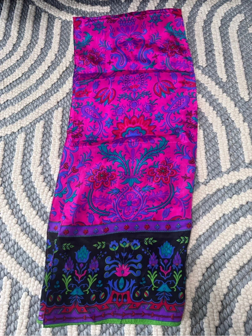 Vintage Liz Claiborne 100% Silk Floral Scarf Made in Japan
